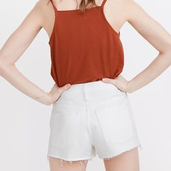 Madewell 25 Relaxed Mid Rise Raw Hem White Denim Shorts - Picture 2 of 14